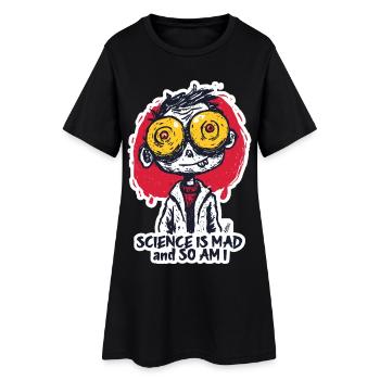 Wide-Eyed Mad Scientist Sticker - Women’s T-Shirt Dress - black - Front