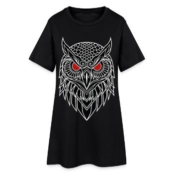 Hibou Grand-Duc Totem Yeux Rouges - Robe T-shirt Femme - noir - Devant