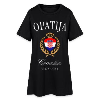 Opatija Kroatien Wappen Krone – Reise Souvenir - Frauen T-Shirt-Kleid - Schwarz - Vorne