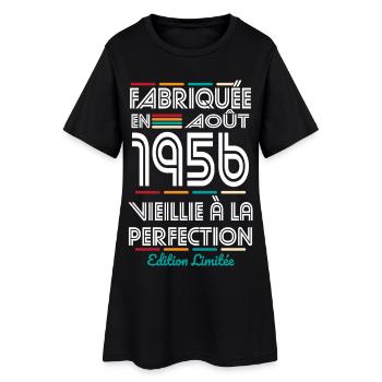 Anniversaire 70 ans - Fabriquée en Août 1956 - Robe T-shirt Femme - noir - Devant