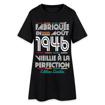 Anniversaire 80 ans - Fabriquée en Août 1946 - Robe T-shirt Femme - noir - Devant