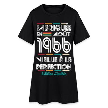 Anniversaire 60 ans - Fabriquée en Août 1966 - Robe T-shirt Femme - noir - Devant