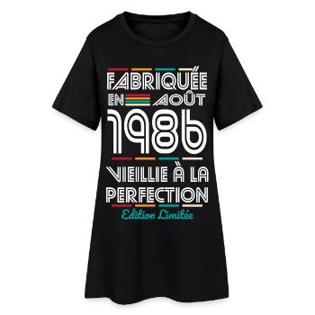 Anniversaire 40 ans - Fabriquée en Août 1986 - Robe T-shirt Femme - noir - Devant