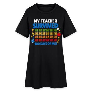 J'ai survécu à 100 jours d'école Rigolo - Robe T-shirt Femme - noir - Devant