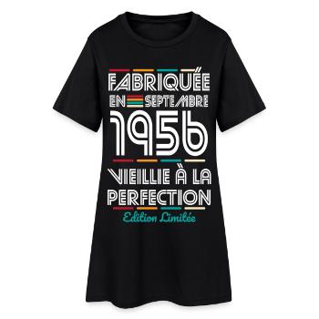 Anniversaire 70 ans - Fabriquée en Septembre 1956 - Robe T-shirt Femme - noir - Devant