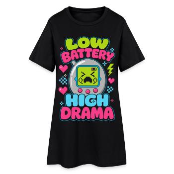 Low Battery High Drama Retro - Women’s T-Shirt Dress - black - Front