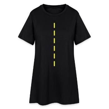Strichellinie / dashed (1c) - Frauen T-Shirt-Kleid - Schwarz - Vorne