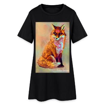 Renard illustration - Robe T-shirt Femme - noir - Devant