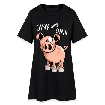 Kleines Oink Schwein - Comic - Schweine - Tiere - Frauen T-Shirt-Kleid - Schwarz - Vorne