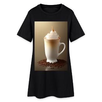 Café, grains de café - Robe T-shirt Femme - noir - Devant