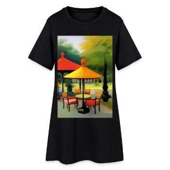 Café asiatique en plein air - Robe T-shirt Femme - noir - Devant