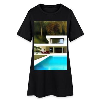 Villa blanche avec piscine - Robe T-shirt Femme - noir - Devant