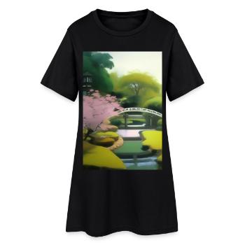 Jardin zen chinois - Robe T-shirt Femme - noir - Devant