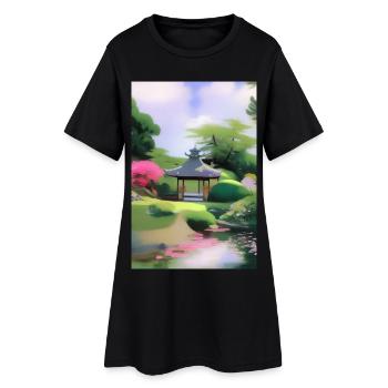Jardin zen chinois - Robe T-shirt Femme - noir - Devant