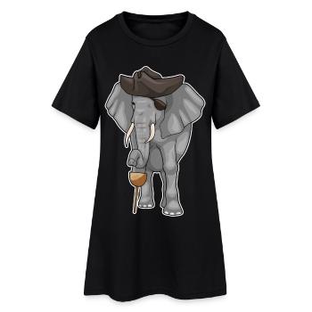 Elephant Pirate Wooden Leg Eye Patch - Women’s T-Shirt Dress - black - Front
