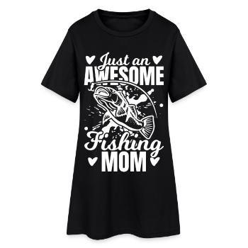 Lustige Fischer Mama - Frauen T-Shirt-Kleid - Schwarz - Vorne