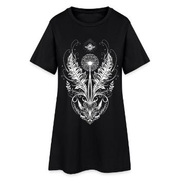 Dandelion bee heart botanical art - Women’s T-Shirt Dress - black - Front