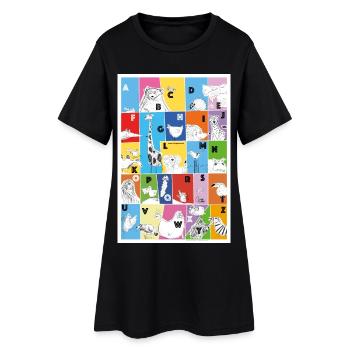 Das Lustige-Tiere-Alphabet - Frauen T-Shirt-Kleid - Schwarz - Vorne