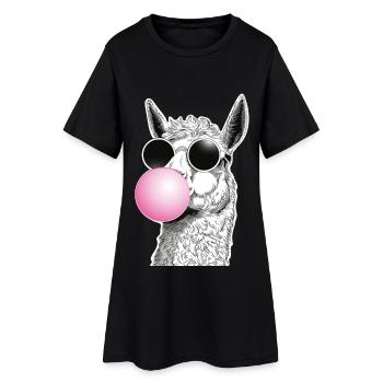 Bubble llama with humorous sunglasses - Women’s T-Shirt Dress - black - Front