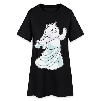 Persian Cat Bridal Wedding Dress Wedding - Women’s T-Shirt Dress - black - Front