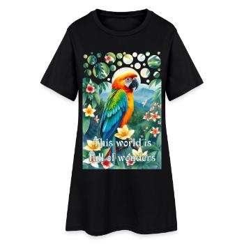 Perroquet dans la jungle Le monde regorge de merveilles - Robe T-shirt Femme - noir - Devant