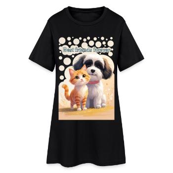 chien et chat animal enfants meilleurs amis pour toujours - Robe T-shirt Femme - noir - Devant