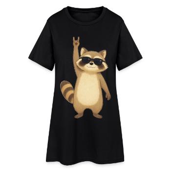 Retro Raccoon Rocker - Women’s T-Shirt Dress - black - Front