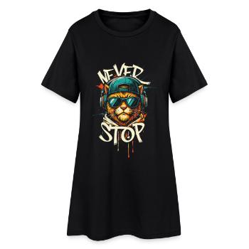 Cat Head Graffiti Hip-Hop - Women’s T-Shirt Dress - black - Front