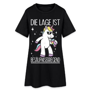 Lustiges Einhorn Bier Party Geschenk Spruch - Frauen T-Shirt-Kleid - Schwarz - Vorne
