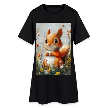 Illustration of a squirrel - Women’s T-Shirt Dress - black - Front