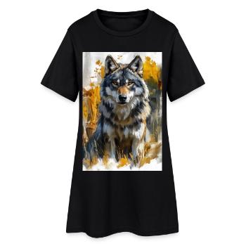 Illustration of a wolf - Robe T-shirt Femme - noir - Devant