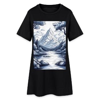 Illustration of a Mountain Landscape  - Robe T-shirt Femme - noir - Devant