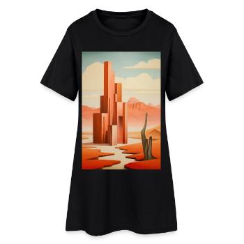 Illustration of a desert landscape - Robe T-shirt Femme - noir - Devant