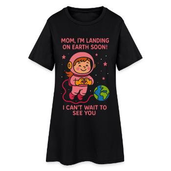 Mama, ich lande bald, Baby Girl Weltraumankündigung - Frauen T-Shirt-Kleid - Schwarz - Vorne