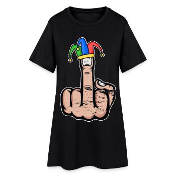 Mittelfinger Stingerfinger Karneval - Frauen T-Shirt-Kleid - Schwarz - Vorne