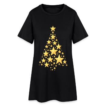 Sapin de Noël étoilé doré - Robe T-shirt Femme - noir - Devant
