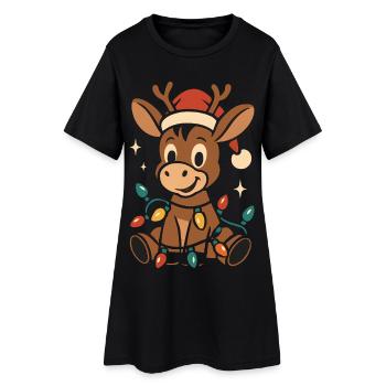 Eselfe Esel Elfe Weihnachten Kostüm Outfit - Frauen T-Shirt-Kleid - Schwarz - Vorne