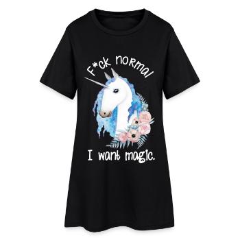 Merde Normal, je veux de la magie – Unicorn Watercolor - Robe T-shirt Femme - noir - Devant