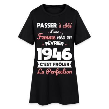 Anniversaire 80 ans - Née en Février 1946 - Robe T-shirt Femme - noir - Devant