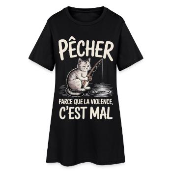 Fishing, because violence is wrong - Women’s T-Shirt Dress - black - Front