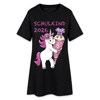 Unicorn with Sugar Cone School Enrollment School Child 2026 - Women’s T-Shirt Dress - black - Front