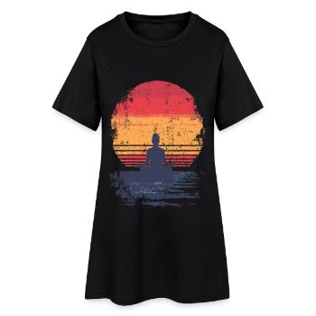 Méditation au coucher du soleil - Robe T-shirt Femme - noir - Devant