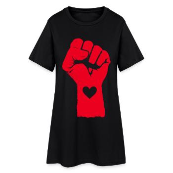 Rote Faust mit Herz - Frauen T-Shirt-Kleid - Schwarz - Vorne