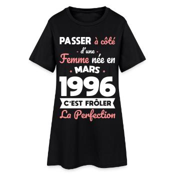Anniversaire 30 ans - Née en Mars 1996 - Robe T-shirt Femme - noir - Devant