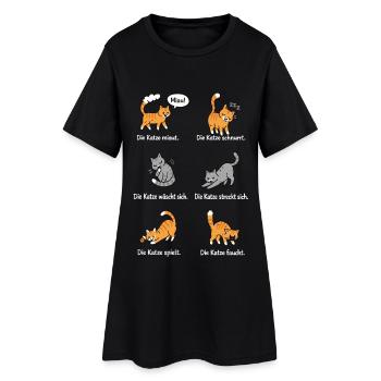 Katzenleben – Schnurrhaare & Katzenliebe - Frauen T-Shirt-Kleid - Schwarz - Vorne