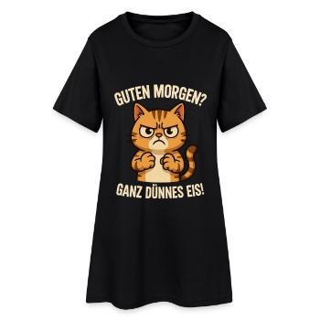 Guten Morgen Ganz dünnes Eis - Frauen T-Shirt-Kleid - Schwarz - Vorne