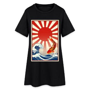 Koi at sunrise over raging waves - Women’s T-Shirt Dress - black - Front