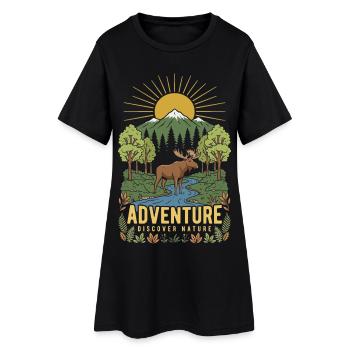 Naturabenteuer: Berge und Fluss - Frauen T-Shirt-Kleid - Schwarz - Vorne