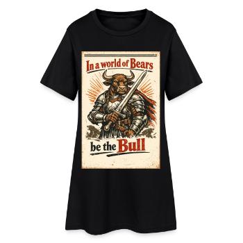 Dans un monde où les ours sont le taureau – Trading Design - Robe T-shirt Femme - noir - Devant