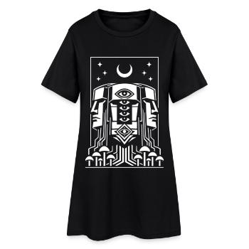 DMT-Einheiten | Psychedelisches Heiliges Geometrie-Totem - Frauen T-Shirt-Kleid - Schwarz - Vorne
